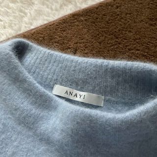 ANAYI - ANAYI ラメラクーン ボトルネック ニットプルオーバー ブルー