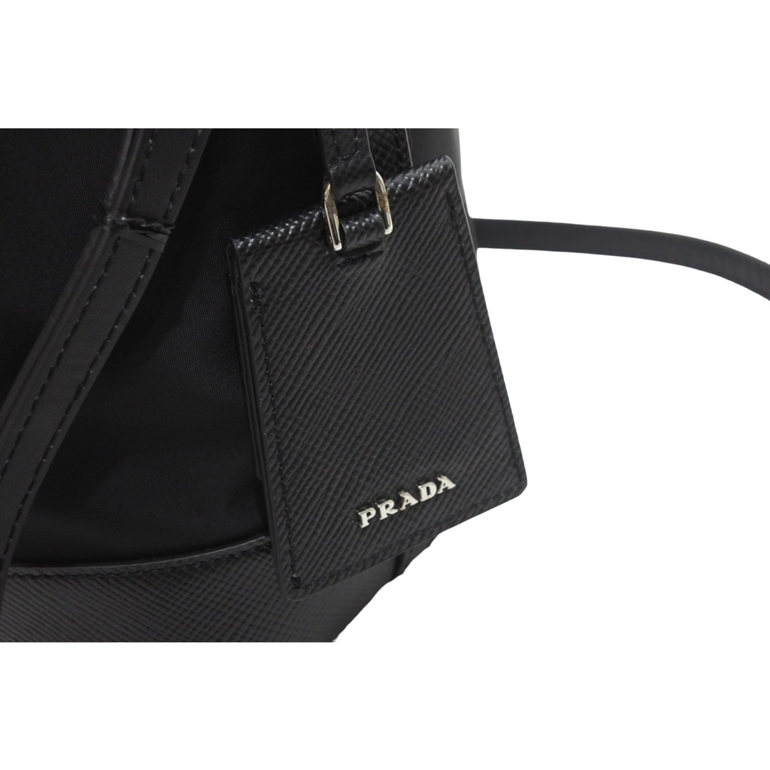 極美品 PRADA プラダ ナイロン ２WAY 巾着 ショルダーバッグ ハンドバッグ ブラック トライアングルロゴ 1BE055 黒 ロゴ 中古  51020