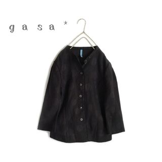 ネストローブ(nest Robe)の値下げ ＊美品【 gasa* 】リネンブラウスジャケット 羽織り(ノーカラージャケット)