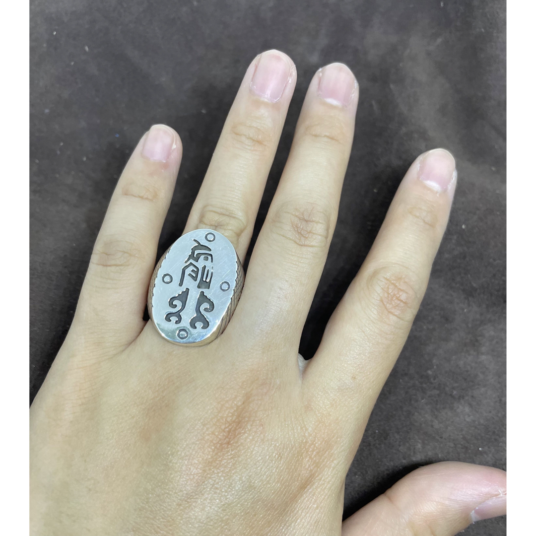 鹿モチーフ シグネット ネイティブ スターリングシルバー925リング