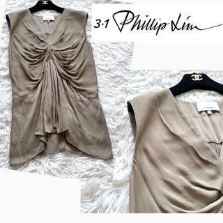 スリーワンフィリップリム(3.1 Phillip Lim)の【3.1 Phillip Lim】レーヨン ドレープ ノースリーブ ブラウス 0(シャツ/ブラウス(半袖/袖なし))