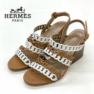 エルメス(Hermes)の5036 エルメス ロマンツァ レザー サンダル ブラウン(サンダル)