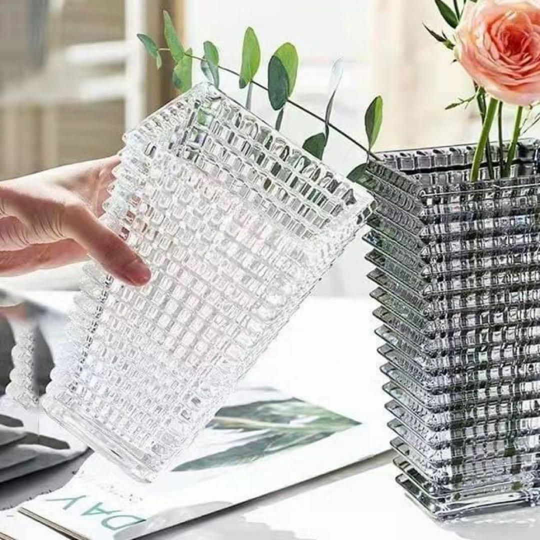 フラワーベース 新品 造花付き 花瓶 オブジェ モダン ガラス 花瓶