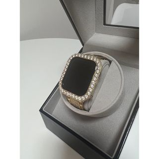 AppleWatch7 45mmのバンド&カバー　金　キラキラ(モバイルケース/カバー)