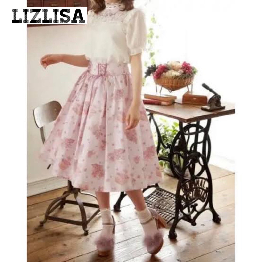 LIZ LISA(リズリサ)の【美品♡】LIZ LISA ミモレスカート　グレープ　ローズ　スカート　ピンク レディースのスカート(ひざ丈スカート)の商品写真