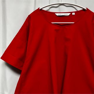 ユニクロ(UNIQLO)のユニクロコラボ  UNIQLO×LEMAIRE シアサッカーTブラウス レッド(シャツ/ブラウス(半袖/袖なし))