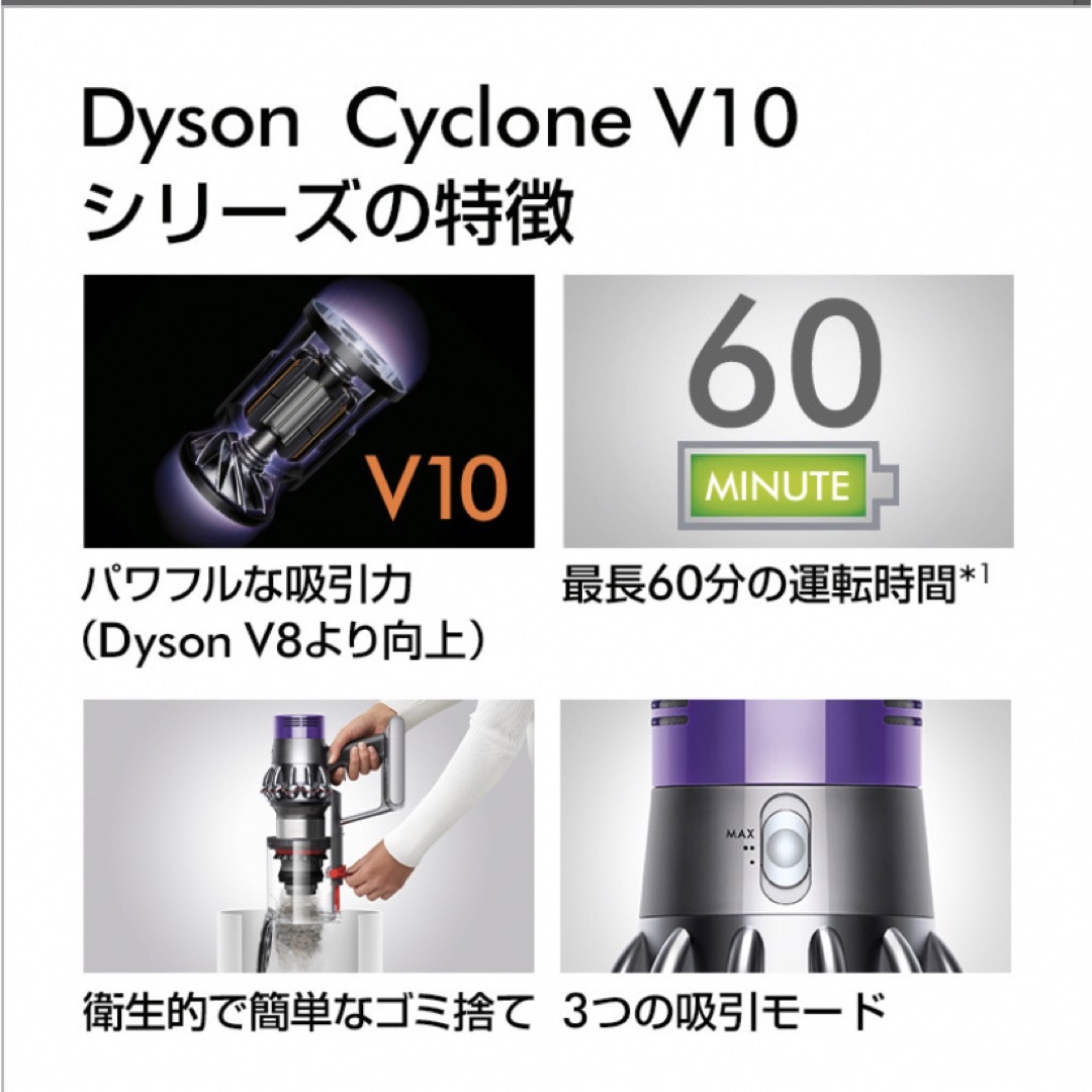 Dyson(ダイソン)のDyson Cyclone V10 Fluffy Black  スマホ/家電/カメラの生活家電(掃除機)の商品写真