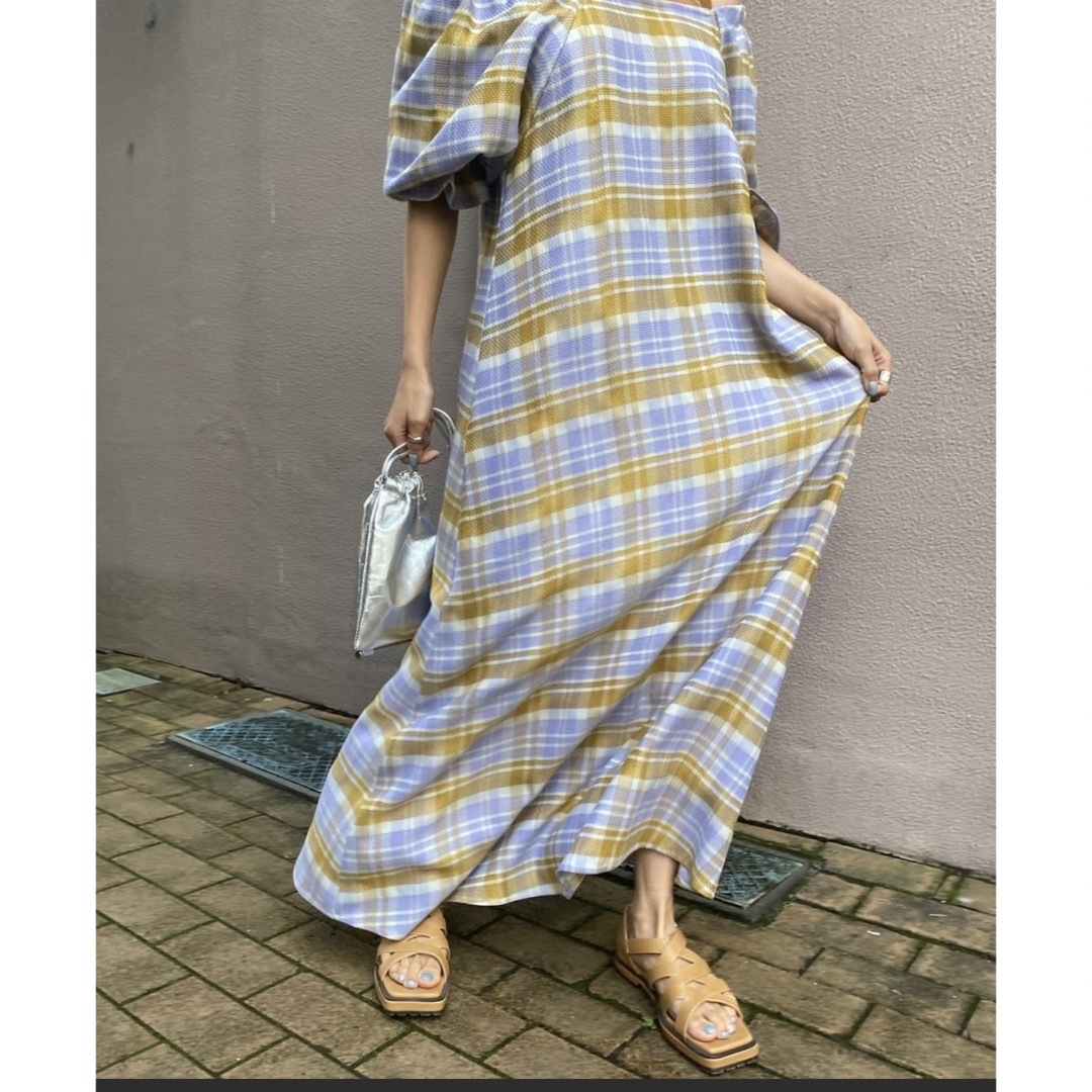 Ameri VINTAGE(アメリヴィンテージ)のAmeri 新品♡ LACEY CHECK PUFF DRESS Ｓサイズ♡ レディースのワンピース(ロングワンピース/マキシワンピース)の商品写真