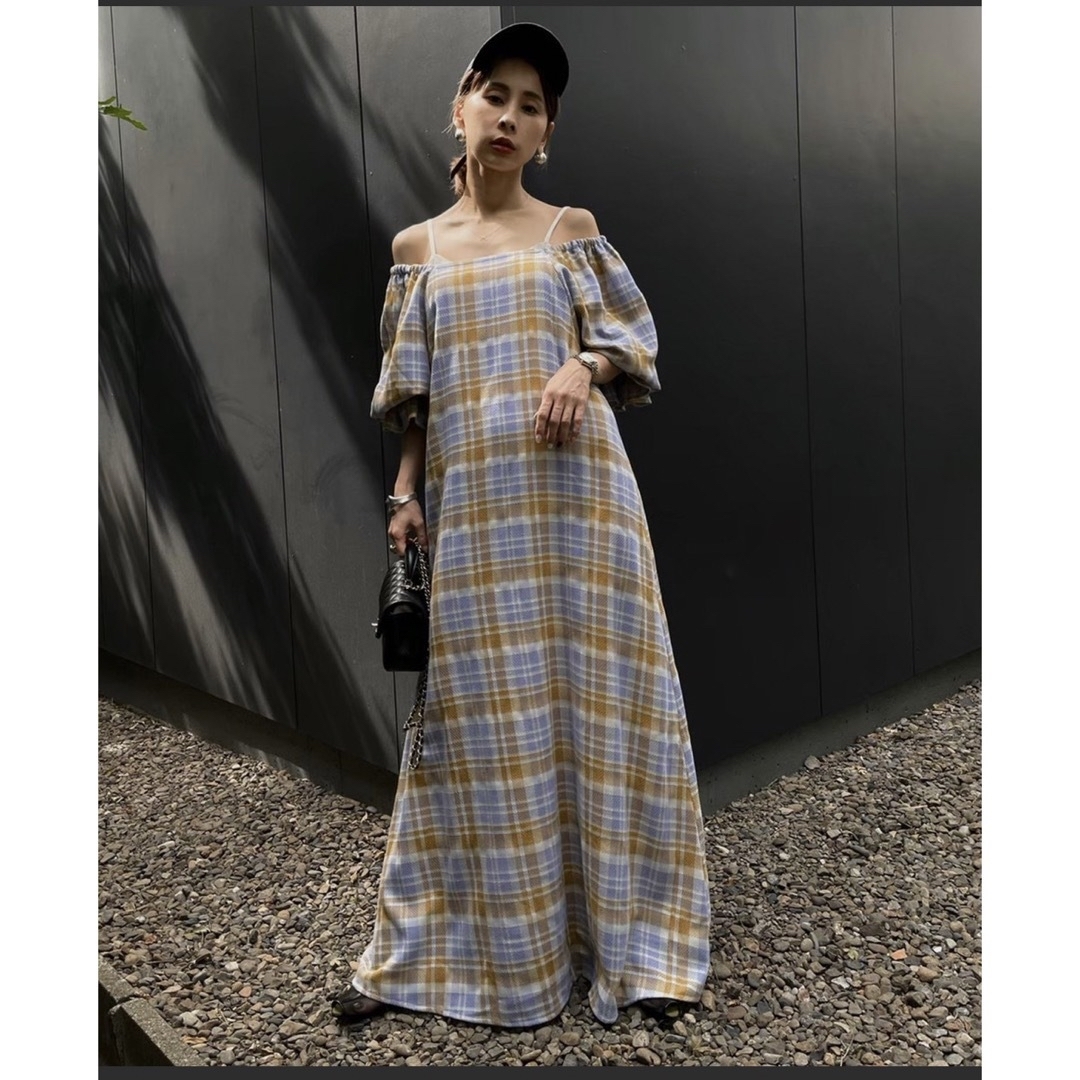 Ameri VINTAGE(アメリヴィンテージ)のAmeri 新品♡ LACEY CHECK PUFF DRESS Ｓサイズ♡ レディースのワンピース(ロングワンピース/マキシワンピース)の商品写真