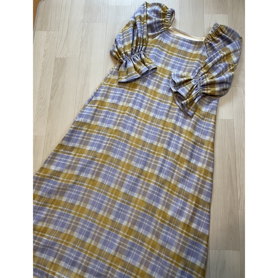 Ameri VINTAGE(アメリヴィンテージ)のAmeri 新品♡ LACEY CHECK PUFF DRESS Ｓサイズ♡ レディースのワンピース(ロングワンピース/マキシワンピース)の商品写真