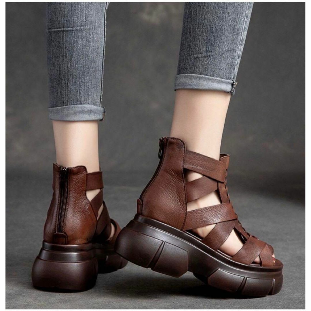 春夏コーデ❤️グルカサンダル　レディース　厚底　靴　シューズ　革 レディースの靴/シューズ(サンダル)の商品写真