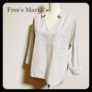 フリーズマート(FREE'S MART)の【美品】フリーズマート Free's Mart バックボタン ストライプシャツ(シャツ/ブラウス(長袖/七分))