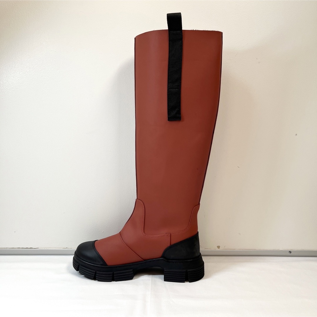 GANNI ガニー ラバーロングブーツ 長靴 ブラウン 24cm-