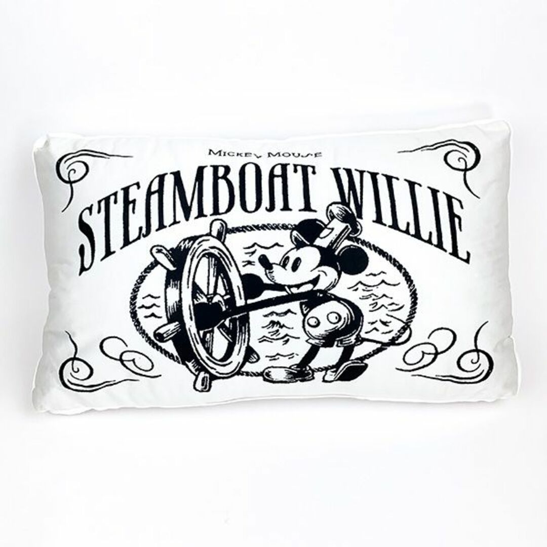ディズニー ミッキーマウス マチ付き枕 蒸気船ウィリー 100周年 まくら ピロー 寝具 アイボリー