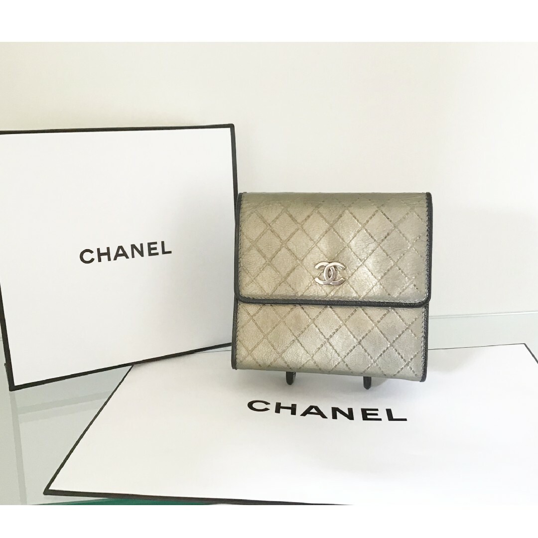 CHANEL【人気】CHANEL シャネル ビコローレ コンパクトウォレット ゴールド