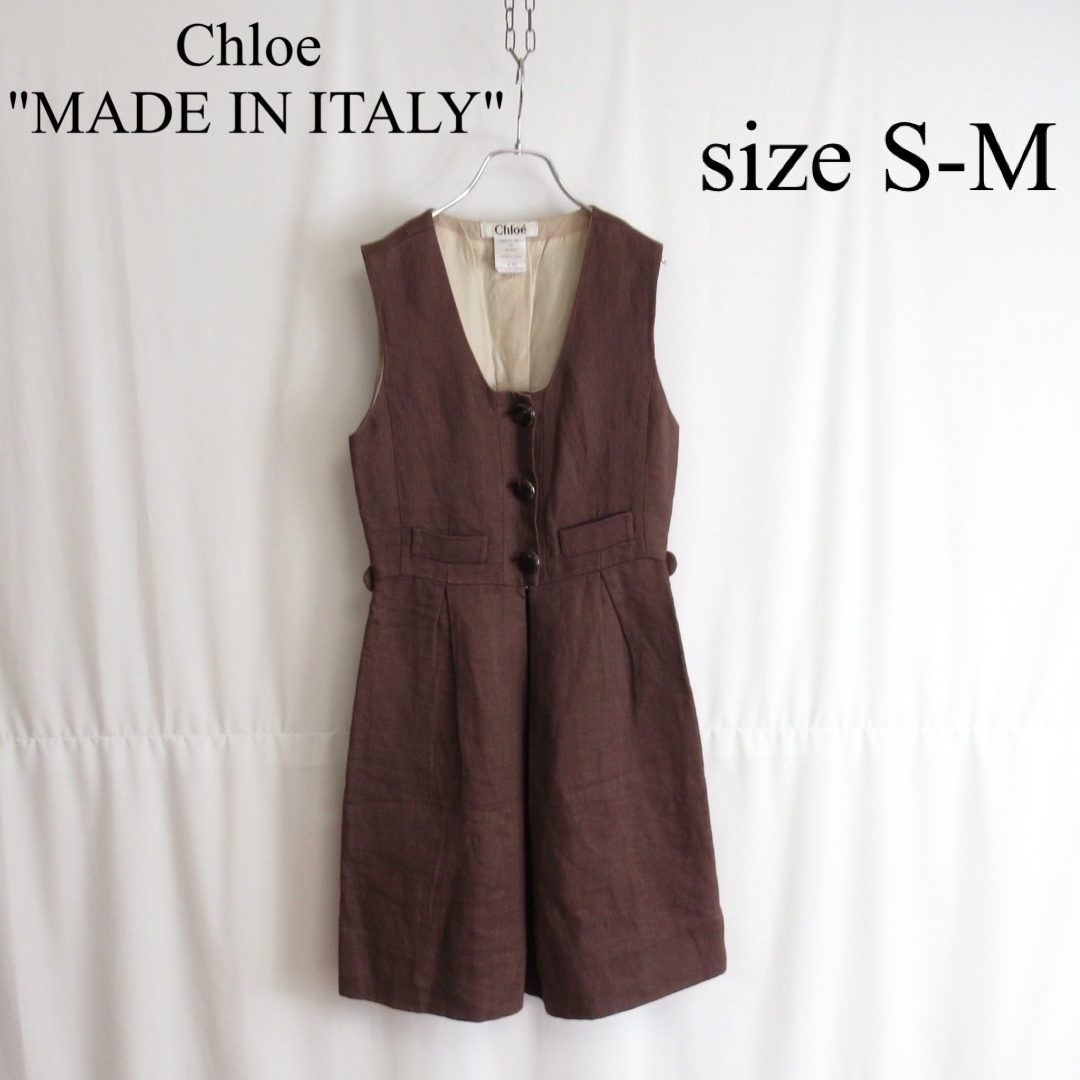 Chloe リネン ノースリーブ ワンピース チュニック トップス イタリア製BMATERIAL