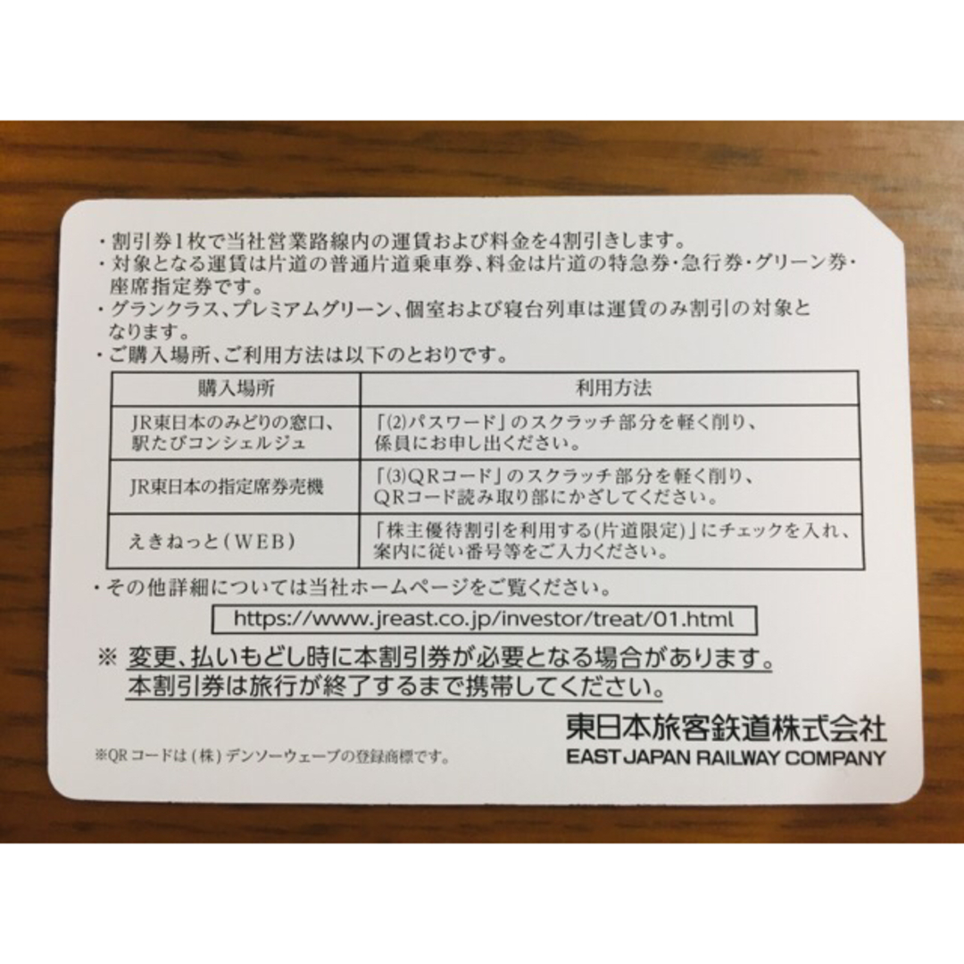 JR(ジェイアール)のJR東日本株主優待割引券 3枚 チケットの乗車券/交通券(鉄道乗車券)の商品写真