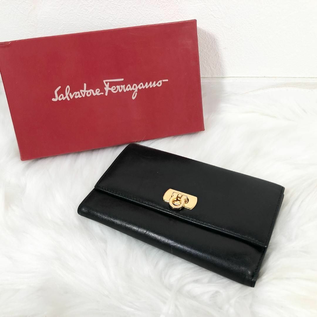 Salvatore Ferragamo フェラガモ ガンチーニ レザー 折り財布 - 財布