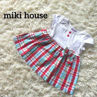 ミキハウス(mikihouse)のmiki house ミキハウス　ワンピース　80 チェック　スカート(ワンピース)