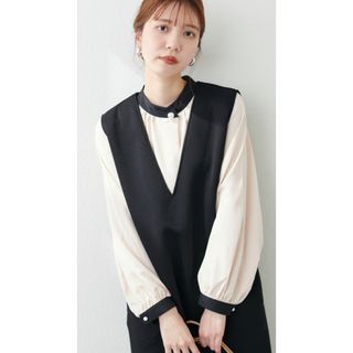 ナチュラルクチュール(natural couture)のナチュラルクチュール　パールポイント　バイカラーブラウス(シャツ/ブラウス(長袖/七分))