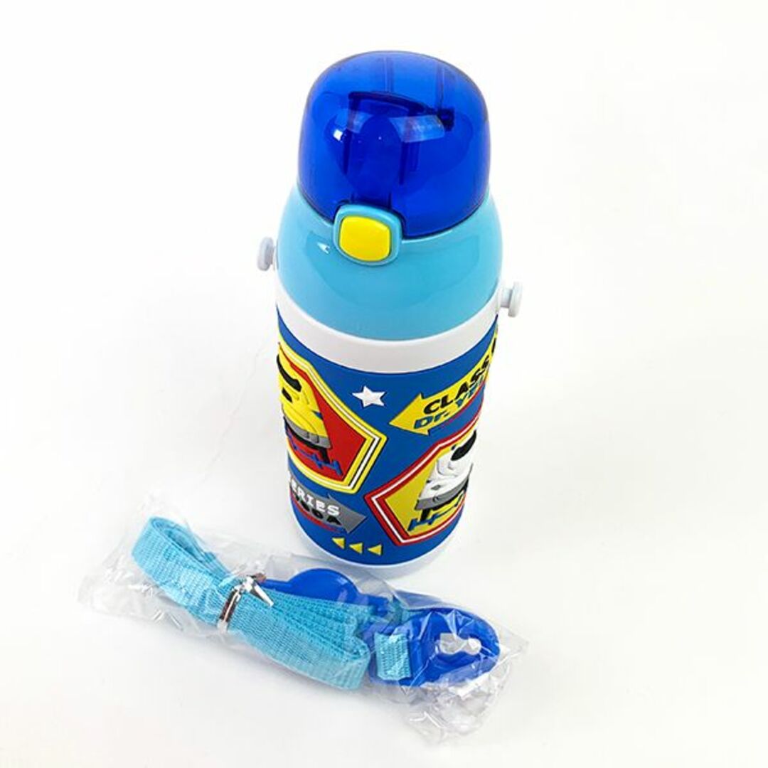 プラレール 3Dワンプッシュストローボトル プラレール 水筒 青 グッズ