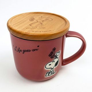 スヌーピー(SNOOPY)のスヌーピー コースター付 マグ レッド マグカップ ランチ ティータイム ギフト(グラス/カップ)