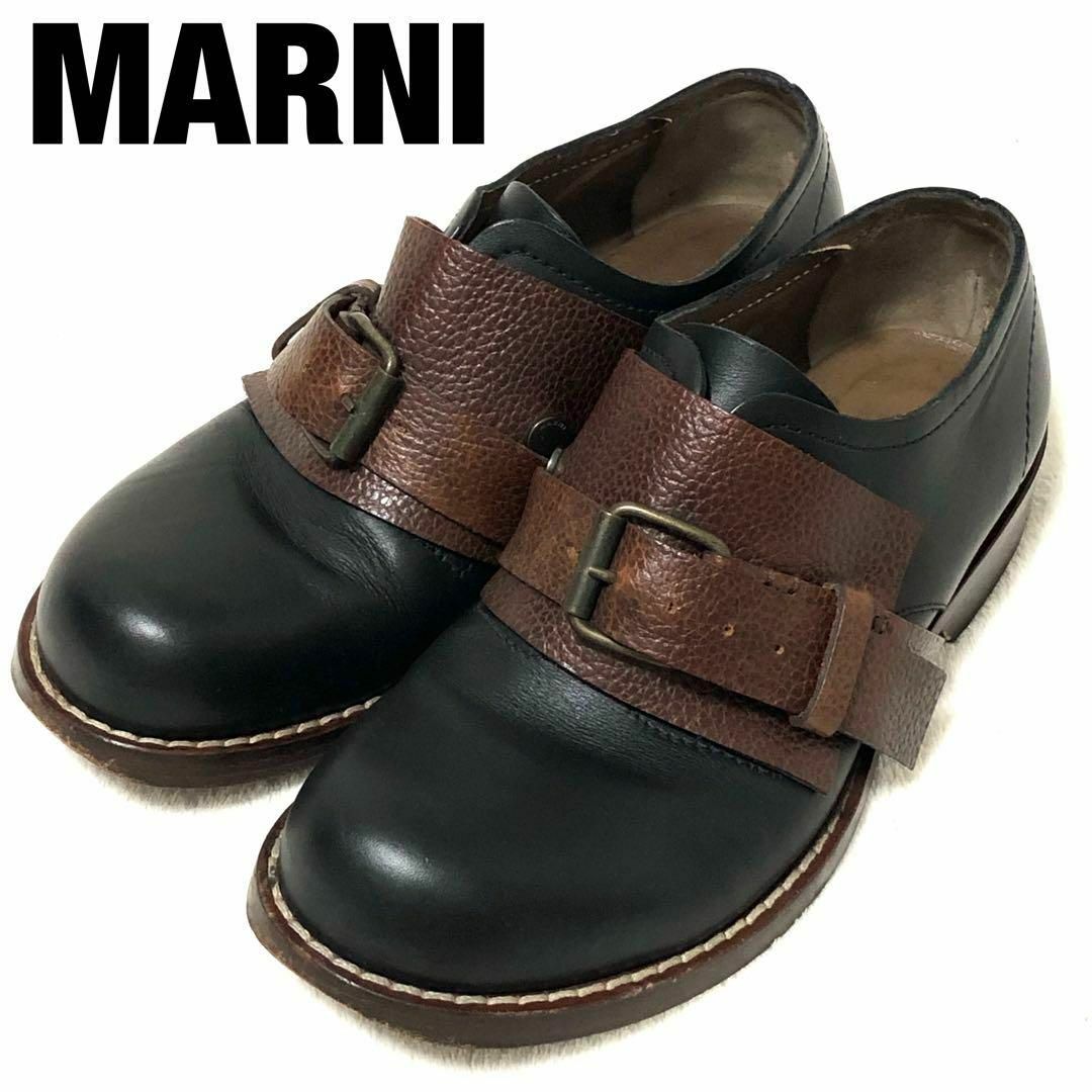 Marni(マルニ)のマルニ　レザーストラップシューズ　ブラウン　40　ネイビー　レザー　ブーツ メンズの靴/シューズ(その他)の商品写真