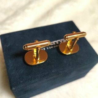 美品 バーバリーズオブロンドン カフスリンクス ネイビー ゴールド ホースマーク