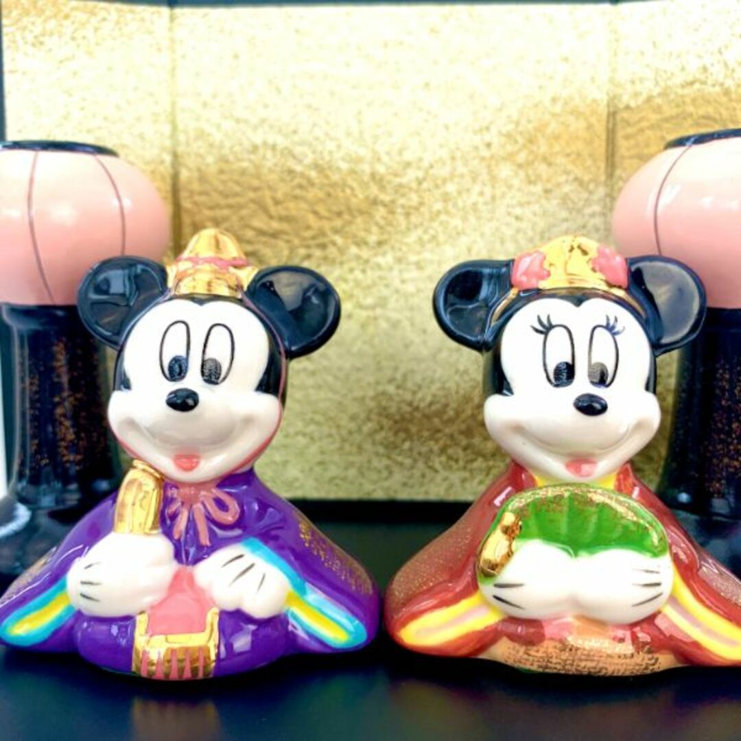 ディズニー ミッキー&ミニー 磁器ミニ雛 雛人形 18×12×13(cm)