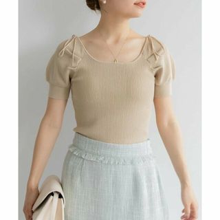 ランダ(RANDA)の【BEIGE】肩リボンボリュームスリーブマルチWAYニット(カットソー(長袖/七分))