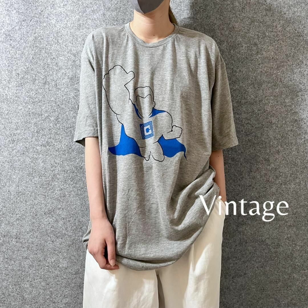 【vintage】AB&R 社 ヒーロー 企業 プリント Tシャツ グレー XL