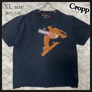 19.ブラック 黒 XL 古着 Tシャツ 半袖 メンズ  レディース crop (Tシャツ/カットソー(半袖/袖なし))
