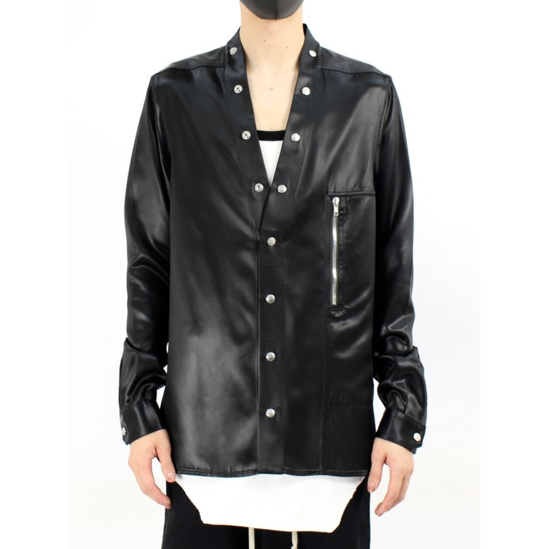 リックオウエンスアウターシャツレザーRick Owens 黒 52 リックオウエンスアウターシャツレザーRick Owens 黒 52
