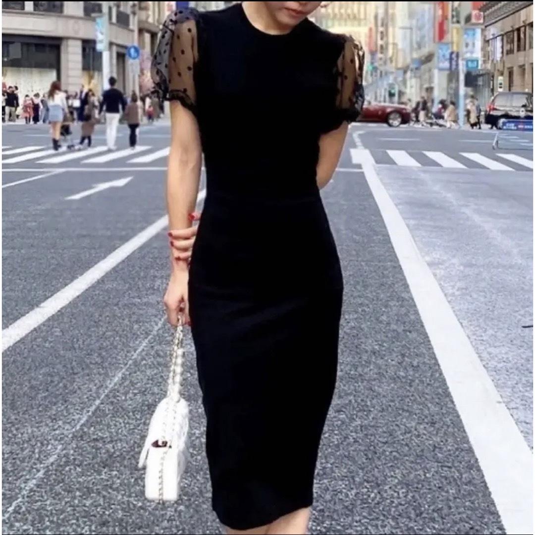 大人気‼️完売品 ‼️JENNE パフスリーブロングワンピース ブラックS