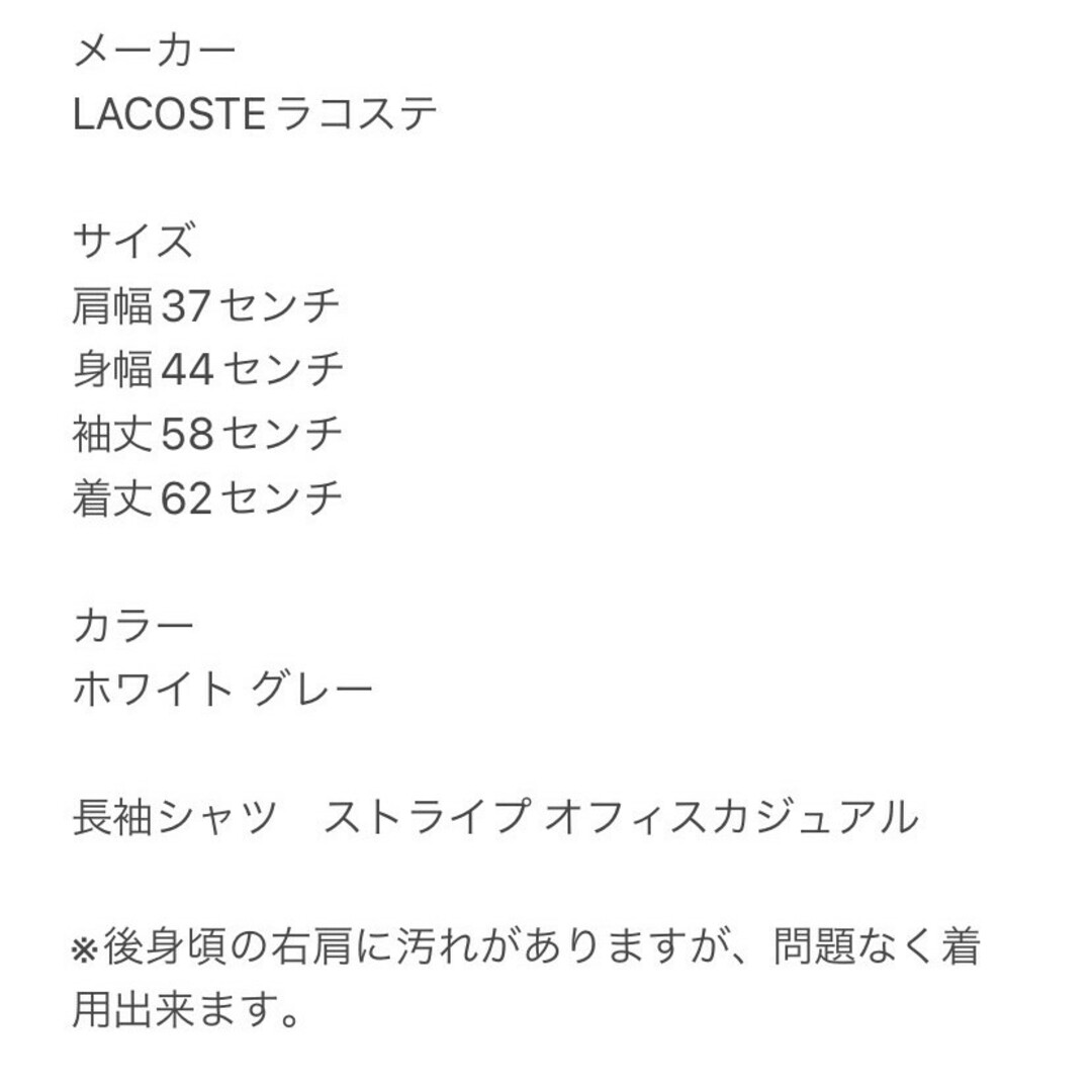 LACOSTE(ラコステ)のLACOSTE ラコステ　長袖シャツ　ストライプ　グレー　オフィスカジュアル レディースのトップス(シャツ/ブラウス(長袖/七分))の商品写真