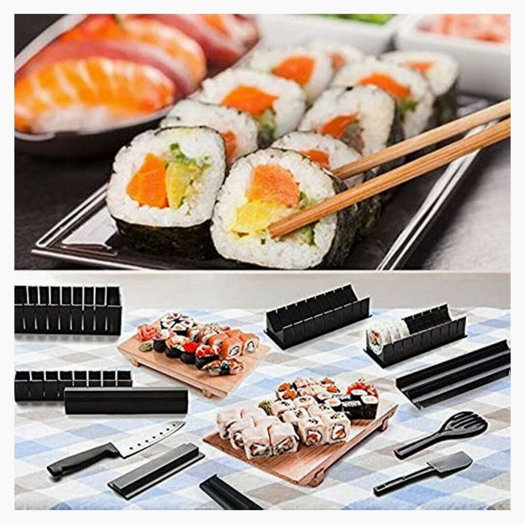 寿司作りセット 巻きす 寿司型 握り10点セット 料理グッズ ブラックの