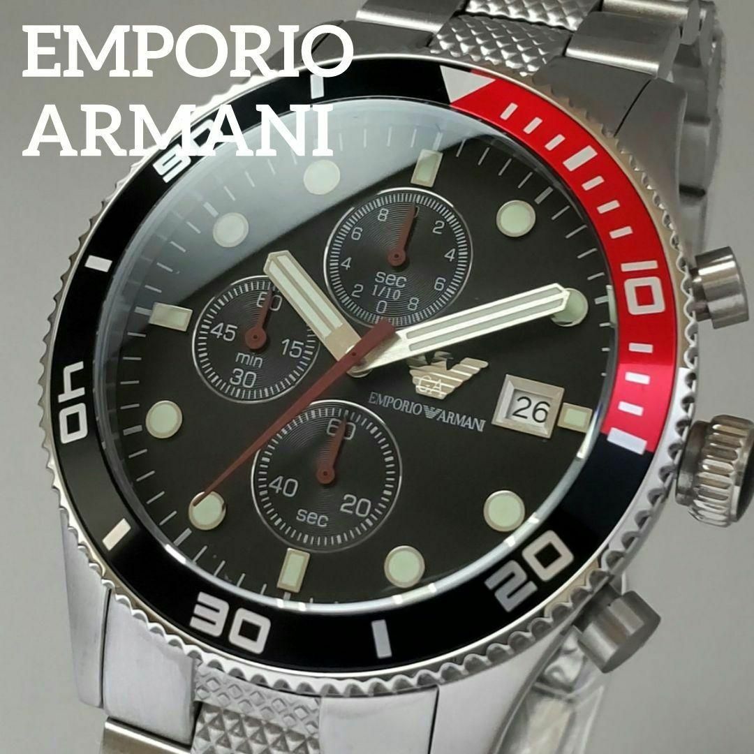 シルバー/ブラック【新品】EMPORIO ARMANI 腕時計 メンズ 40㎜