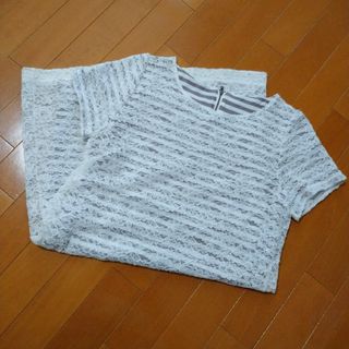 ユナイテッドアローズグリーンレーベルリラクシング(UNITED ARROWS green label relaxing)のgreen label relaxing☆レース ボーダー Tシャツワンピース(ひざ丈ワンピース)