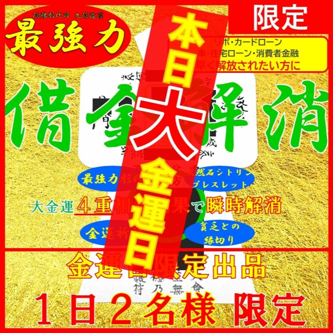 売れ筋】 【限定2名様】借金解消☆最強力金運アップ形代+