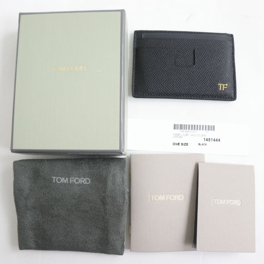 未使用品●TOMFORD トムフォード YM232T レザー ロゴ金具付き カードホルダー/カードケース/パスケース ブラック×ゴールド イタリア製