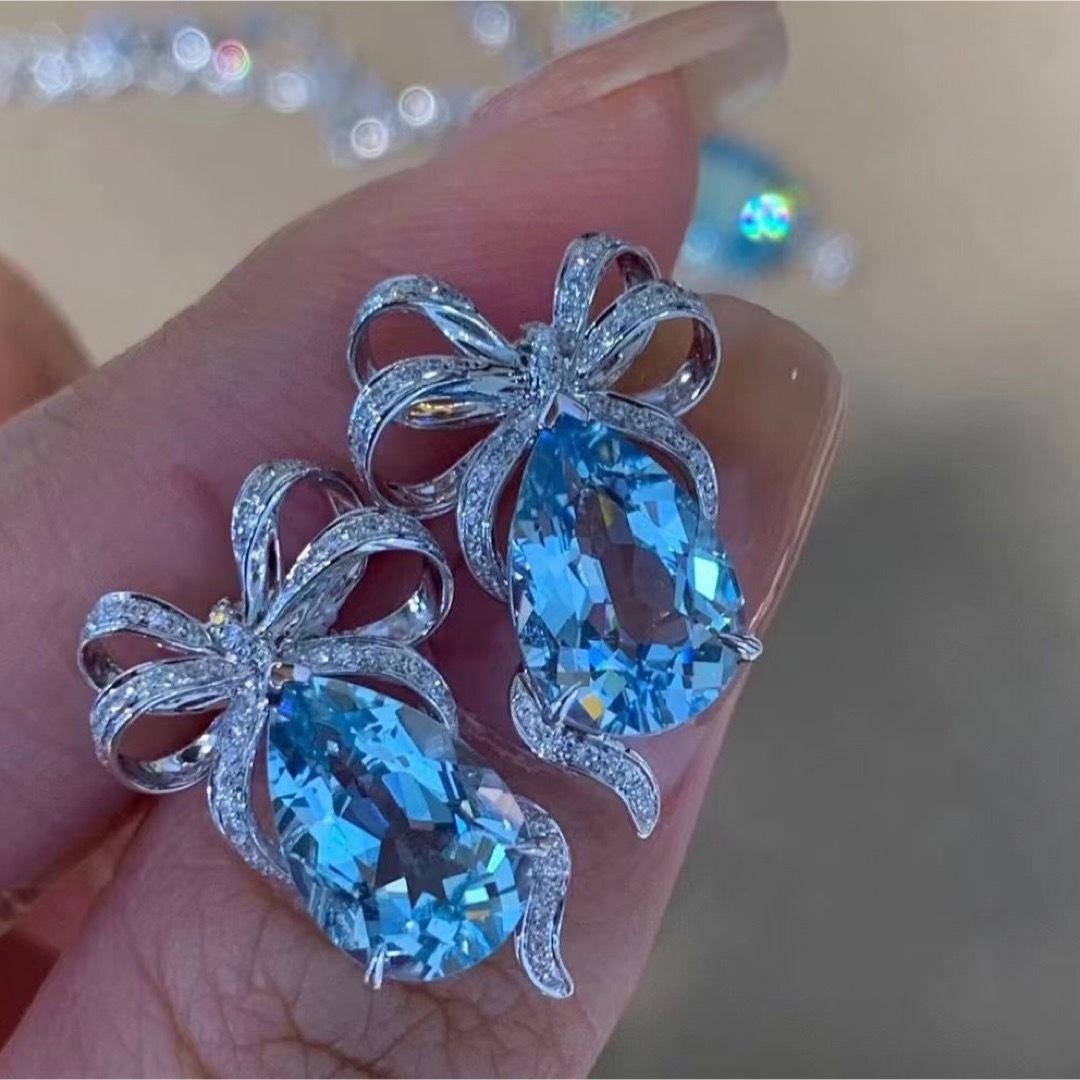 天然アクアマリン ダイヤ ピアス5.7ct k18 ¥ 167930円 お得な新品