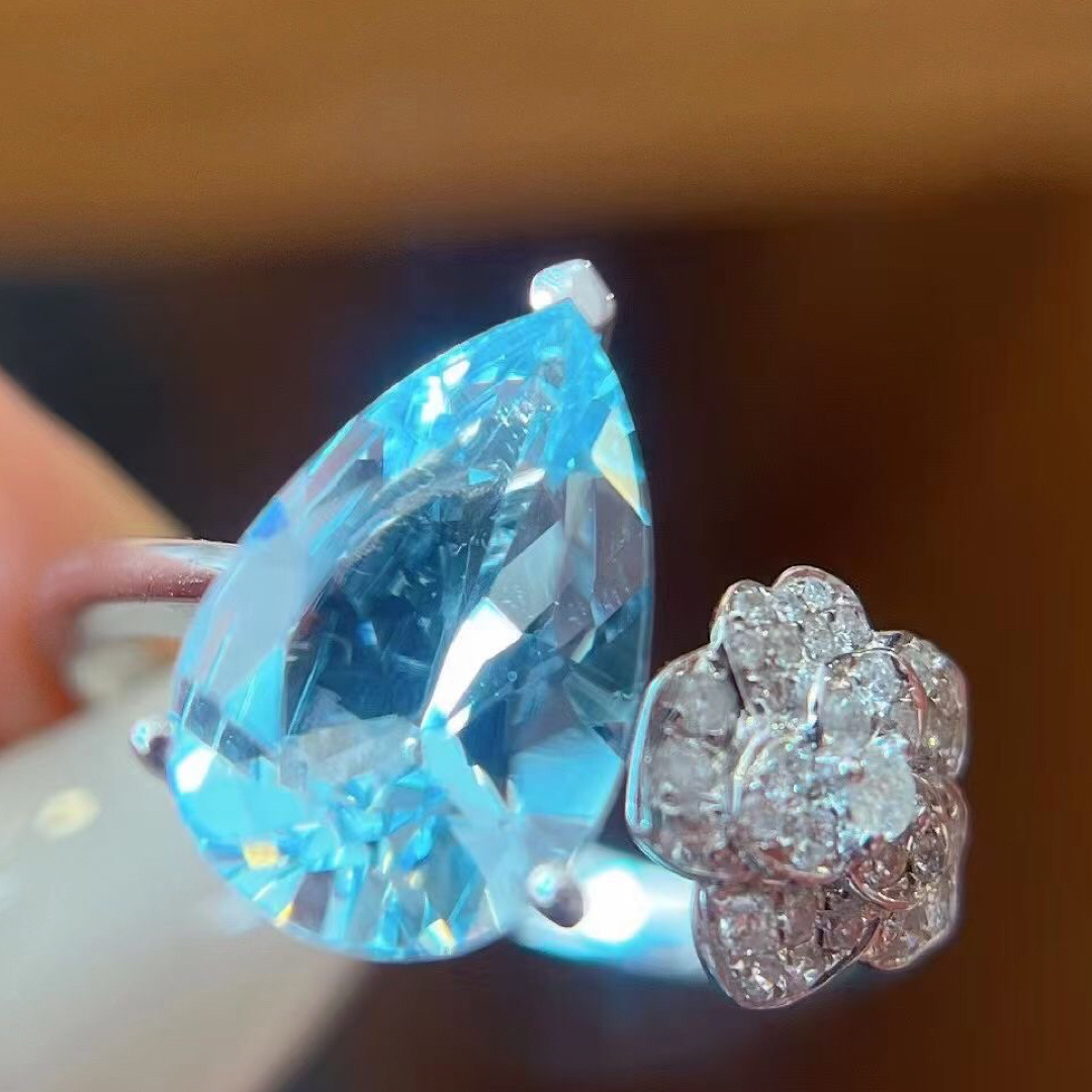 天然アクアマリン ダイヤ リング2.5ct k18 ¥の+inforsante.fr