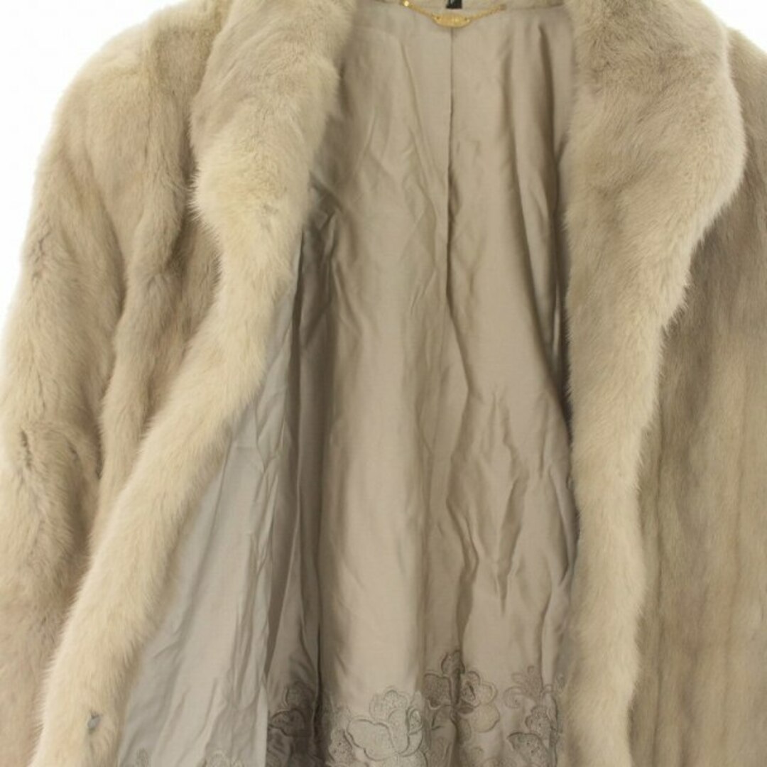 MG Sable FUR ファー 毛皮コート アウター ロング F 白 ホワイト-