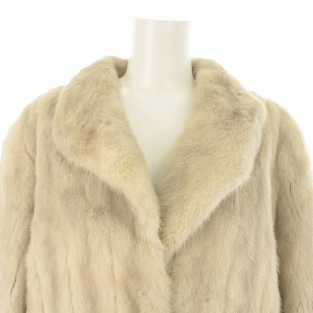 MG Sable FUR ファー 毛皮コート アウター ロング F 白 ホワイト-