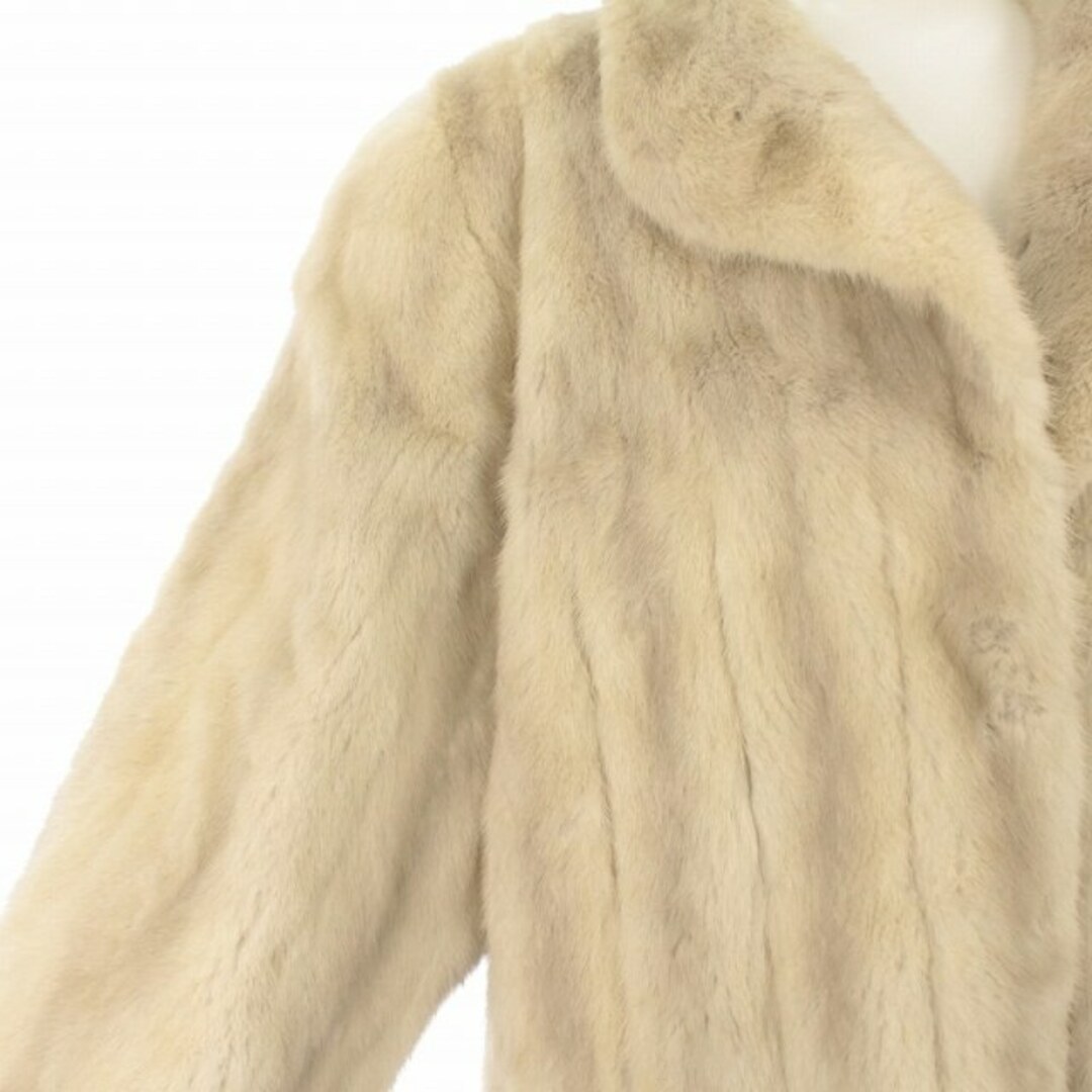MG Sable FUR ファー 毛皮コート アウター ロング F 白 ホワイト-