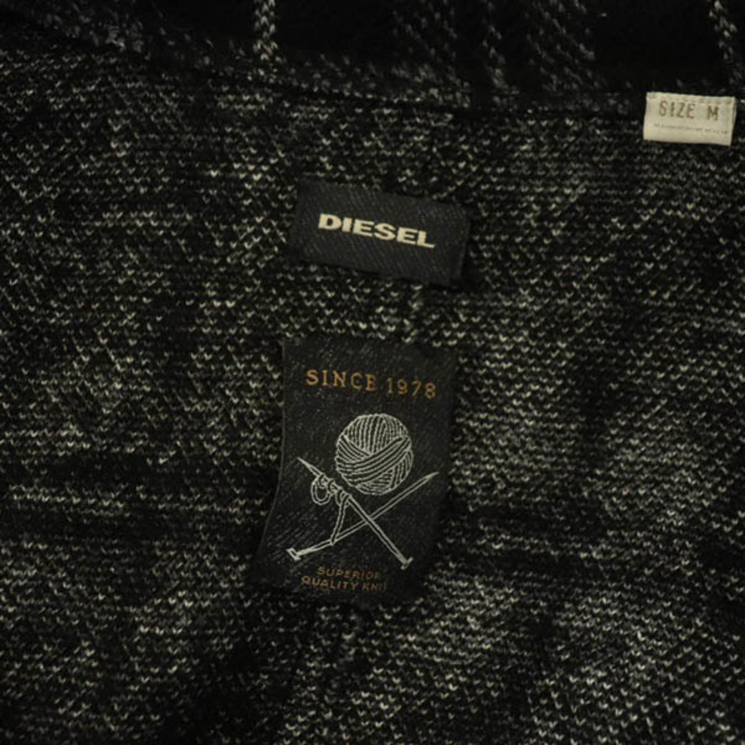 ディーゼル DIESEL ピーコート Pコート チェック ニット ウール混 M