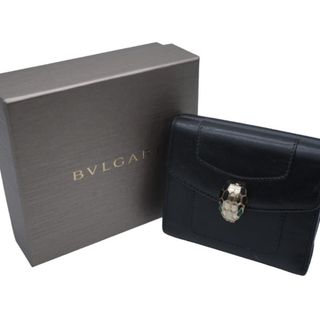 ブルガリ(BVLGARI)のBVLGARI ブルガリ 二つ折り財布 セルペンティ フォーエバー レザー ブラック グリーン ゴールド金具 良品 中古 50820(財布)