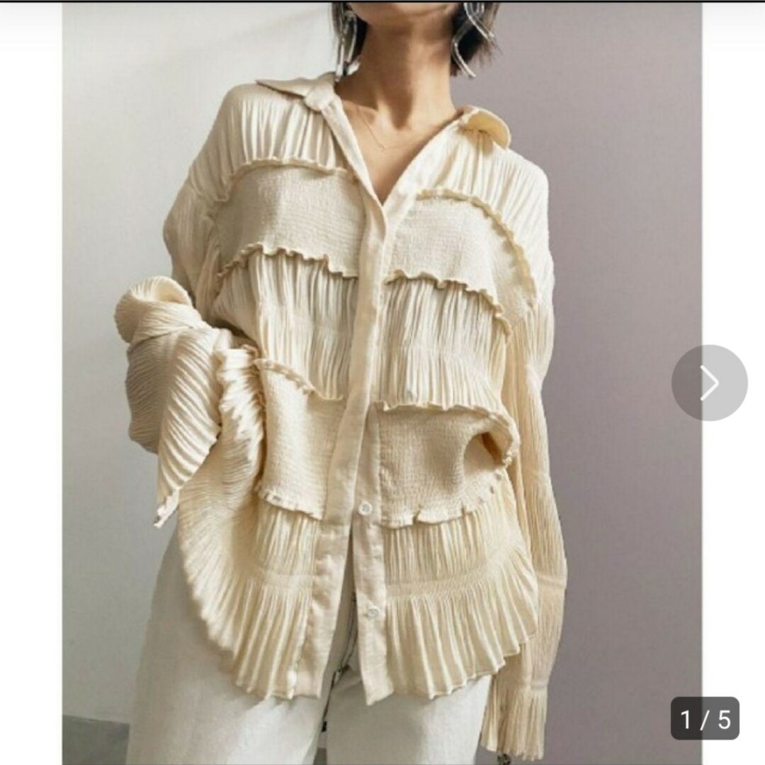 ameri　SHIRRING PLEATS BLOUSE