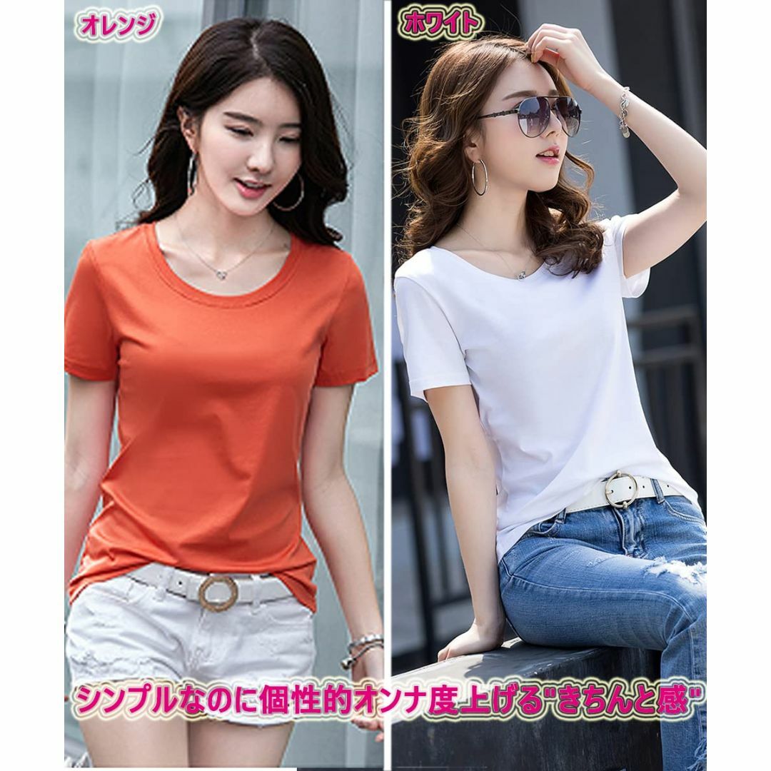 wolass tシャツ レディース 綿 無地 ストレッチ Tシャツ 半袖 丸首