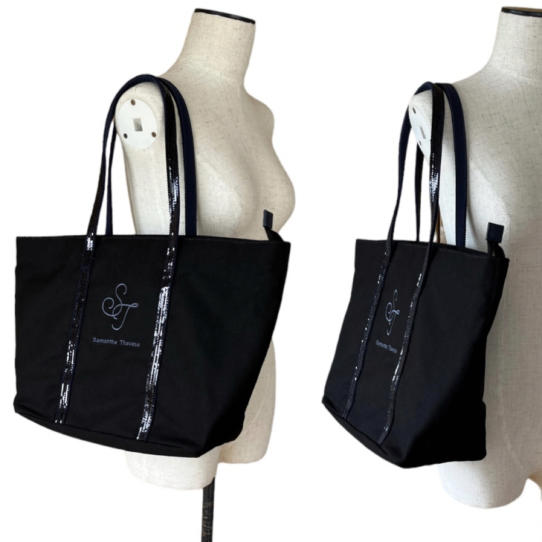 Samantha Thavasa(サマンサタバサ)のサマンサタバサ　スパンコール キャンバストート　ブラック レディースのバッグ(トートバッグ)の商品写真